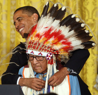President Obama presented the Medal of Freedom to Dr. Medicine Crow in 2009.
