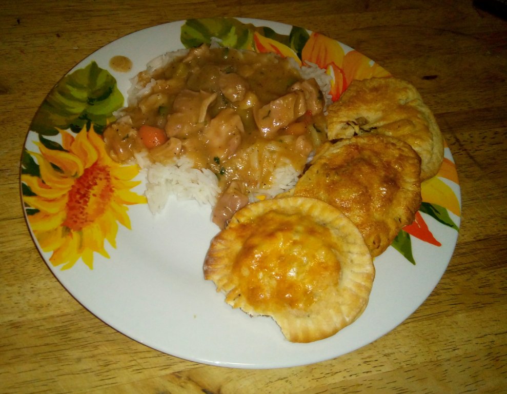 You can see the nibbles little man took out of the meat pie.