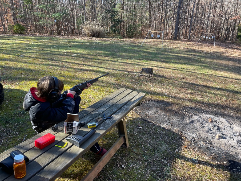 Cole shooting the Ruger American Rimfire