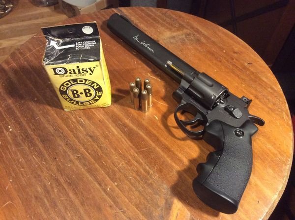 dan wesson loaded up with a old box of Daisy BB's.jpg