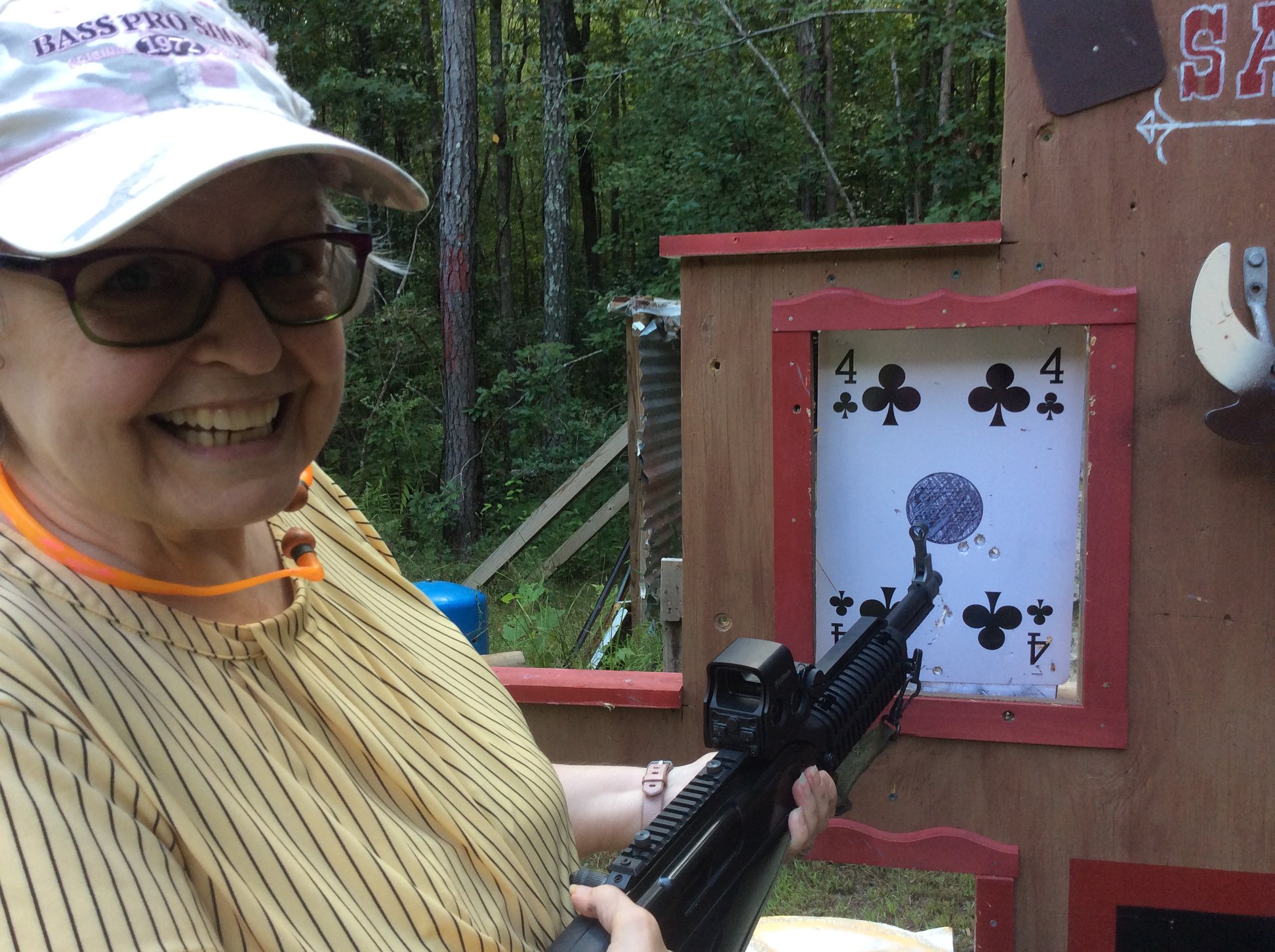Margie shooting .45 carbine on our 45th   good shootin'.jpg