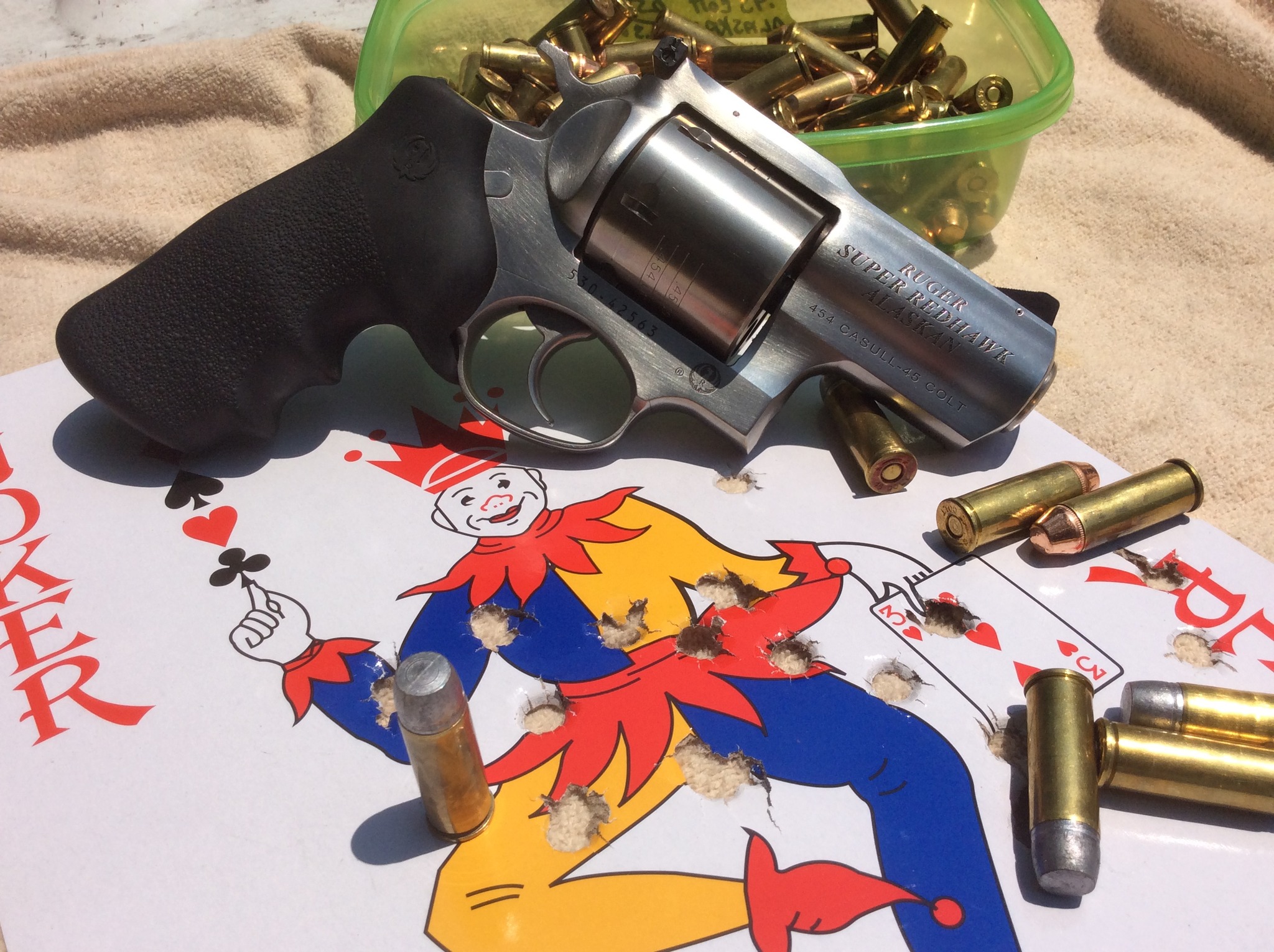 ruger alaskan double action target from 12 yds. 315 and 255 gr 45 colt loads..jpg