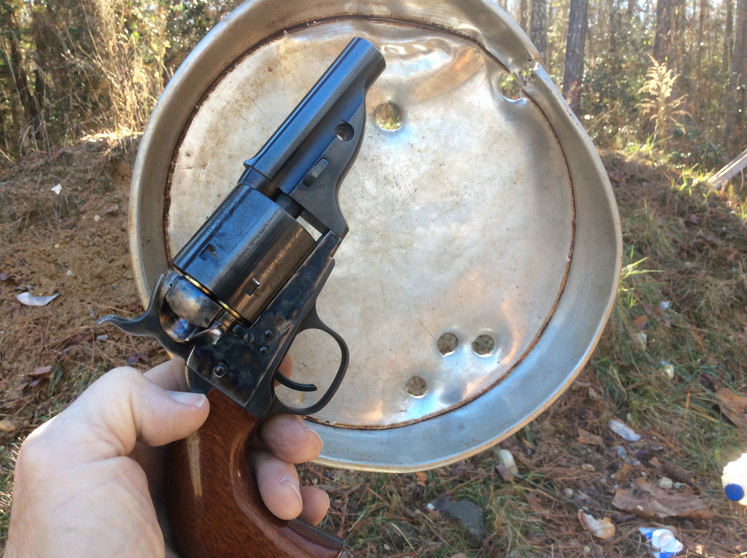 point shooting the Open Top 44 blaster from 6 yds.