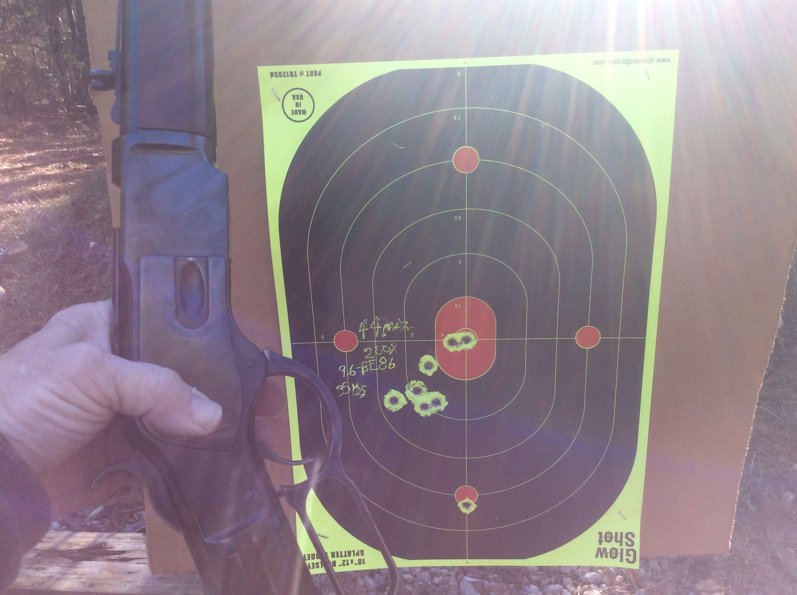 Two shots of the 44 Mag load after a sight adjust
