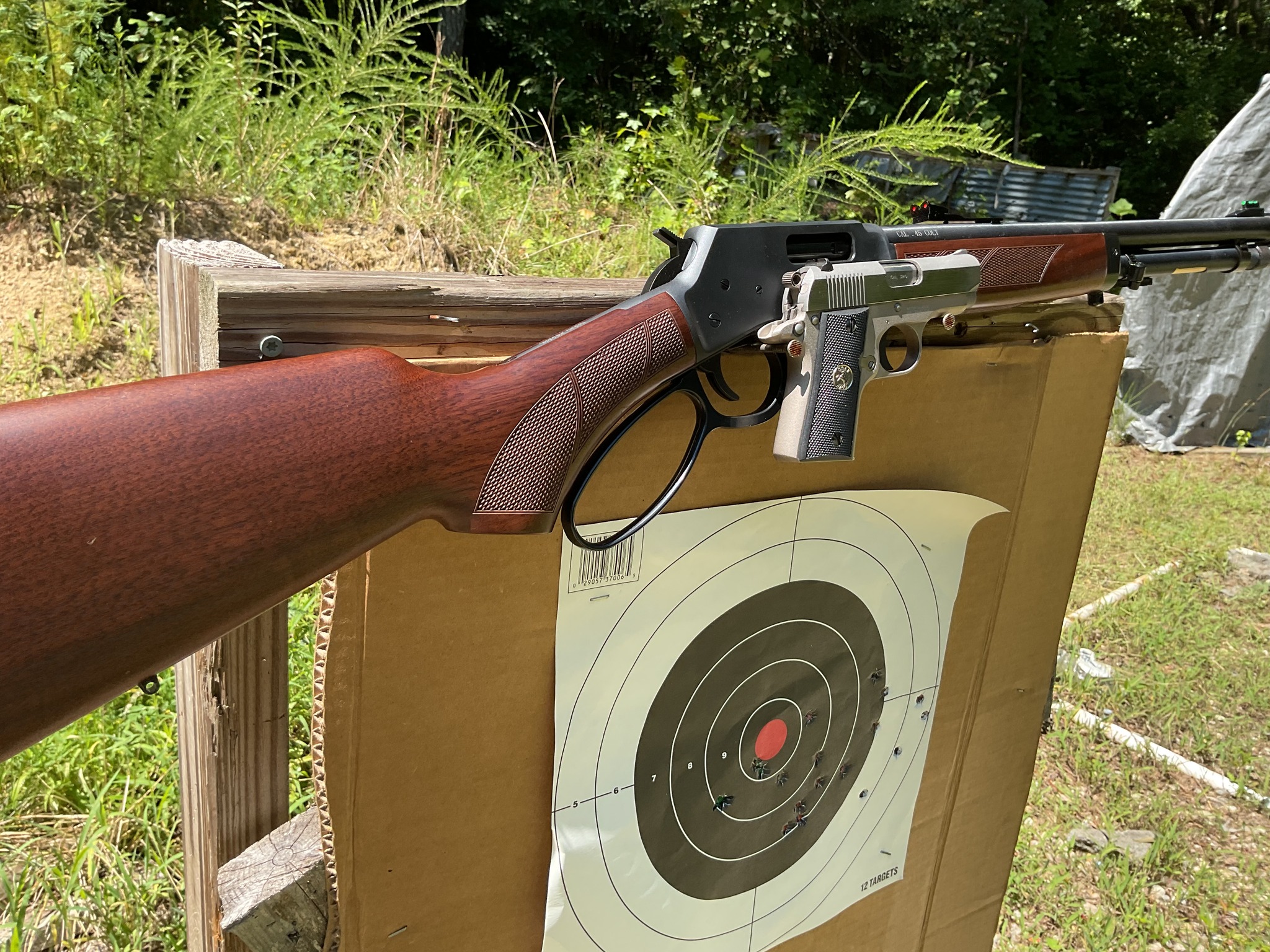 Henry 45 Colt carbine and the Colt Mustang 380.jpg